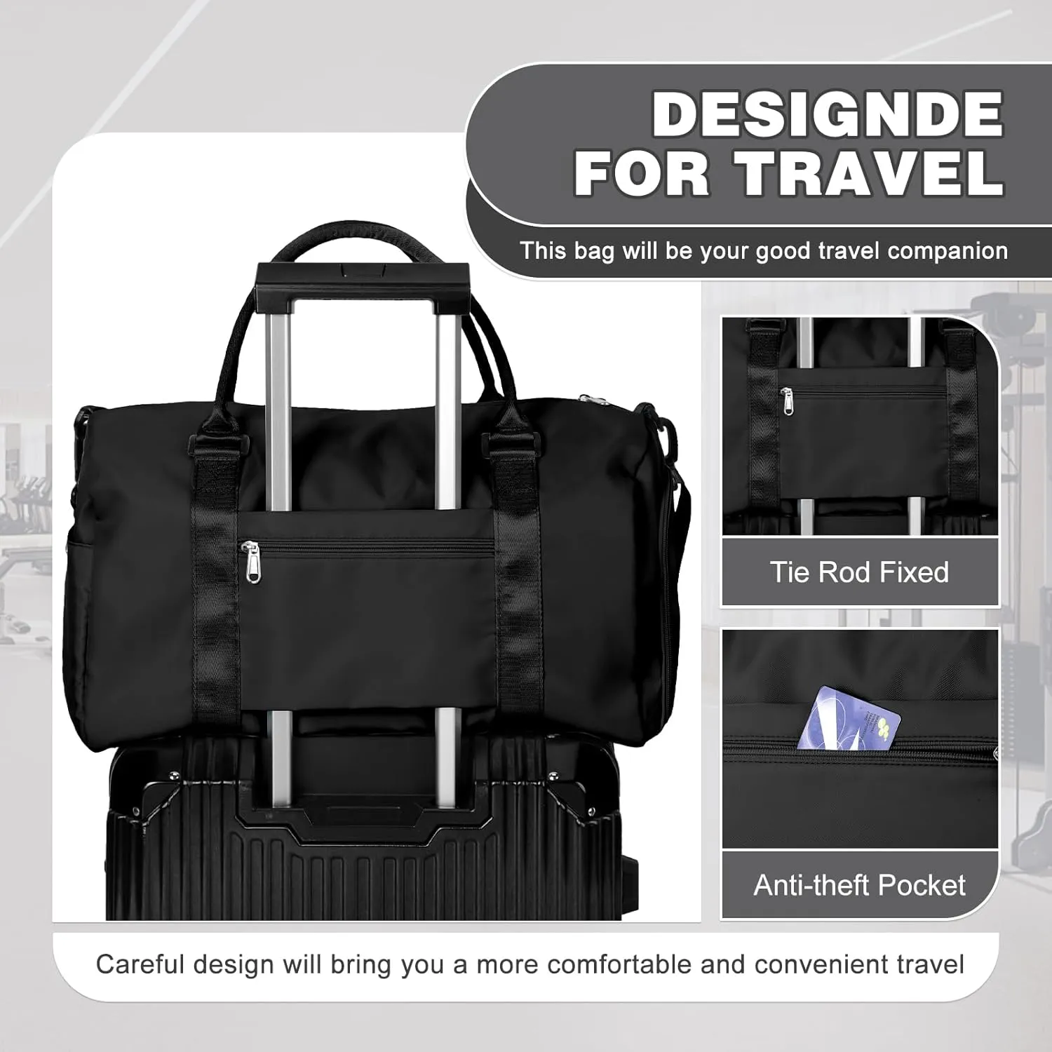 WEPLAN Sports Duffel Bag Women's Men's Sports Bag with Shoe Compartment & Wet Compartment Travel Bag Hand Luggage Bag Sports Bags Fitness Bag Gym Bag Weekender Travel Bag Swimming Bag Training Bag