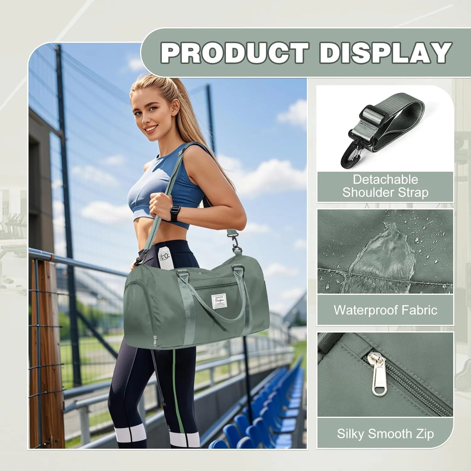 WEPLAN Sports Duffel Bag Women's Men's Sports Bag with Shoe Compartment & Wet Compartment Travel Bag Hand Luggage Bag Sports Bags Fitness Bag Gym Bag Weekender Travel Bag Swimming Bag Training Bag