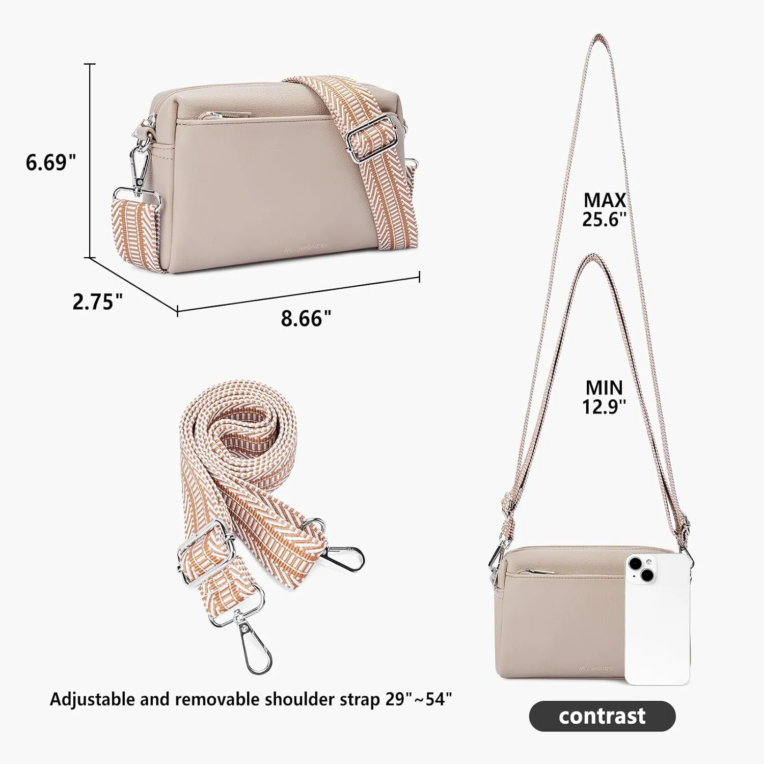 WESTBRONCO Small Crossbody Bags for Women, Shoulder Handbags, Satchel Purse with Adjustable Strap