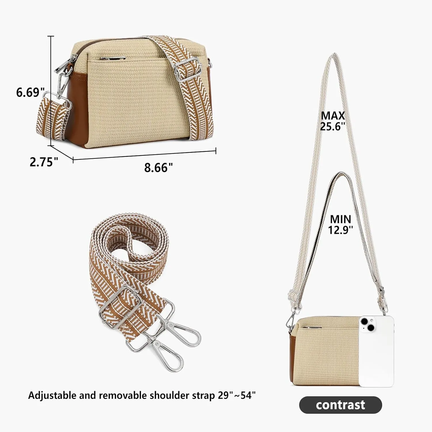 WESTBRONCO Small Crossbody Bags for Women, Shoulder Handbags, Satchel Purse with Adjustable Strap