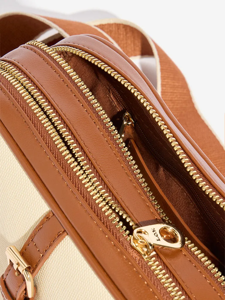 Westside Beige Belted Crossbody Bag