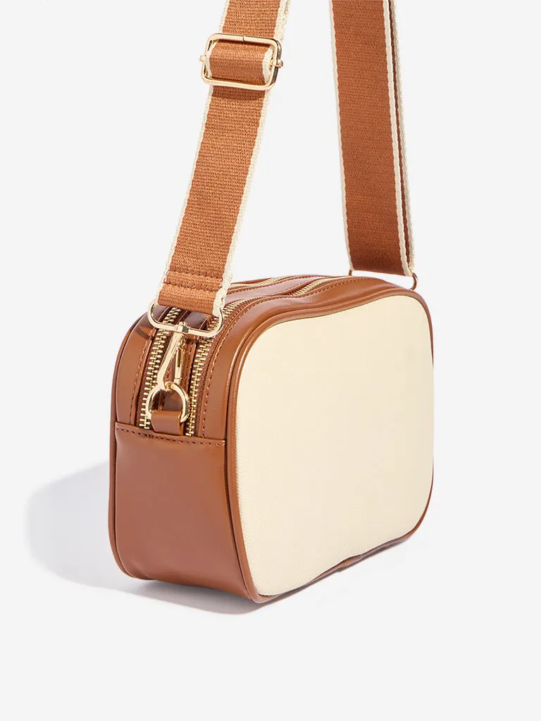 Westside Beige Belted Crossbody Bag