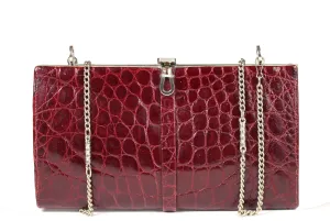 WIEN ruby red crocodile skin clutch