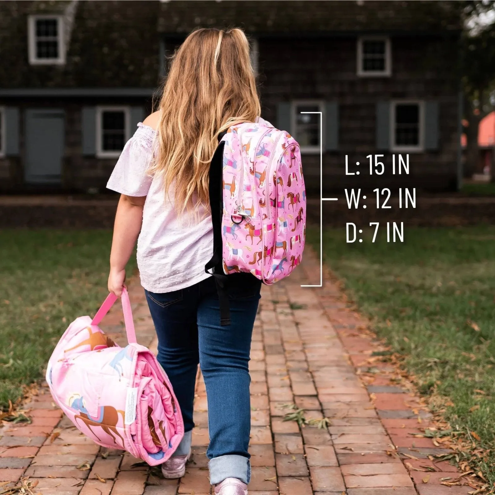 Wildkin Girls 15 Inch Pink Horses School Backpack