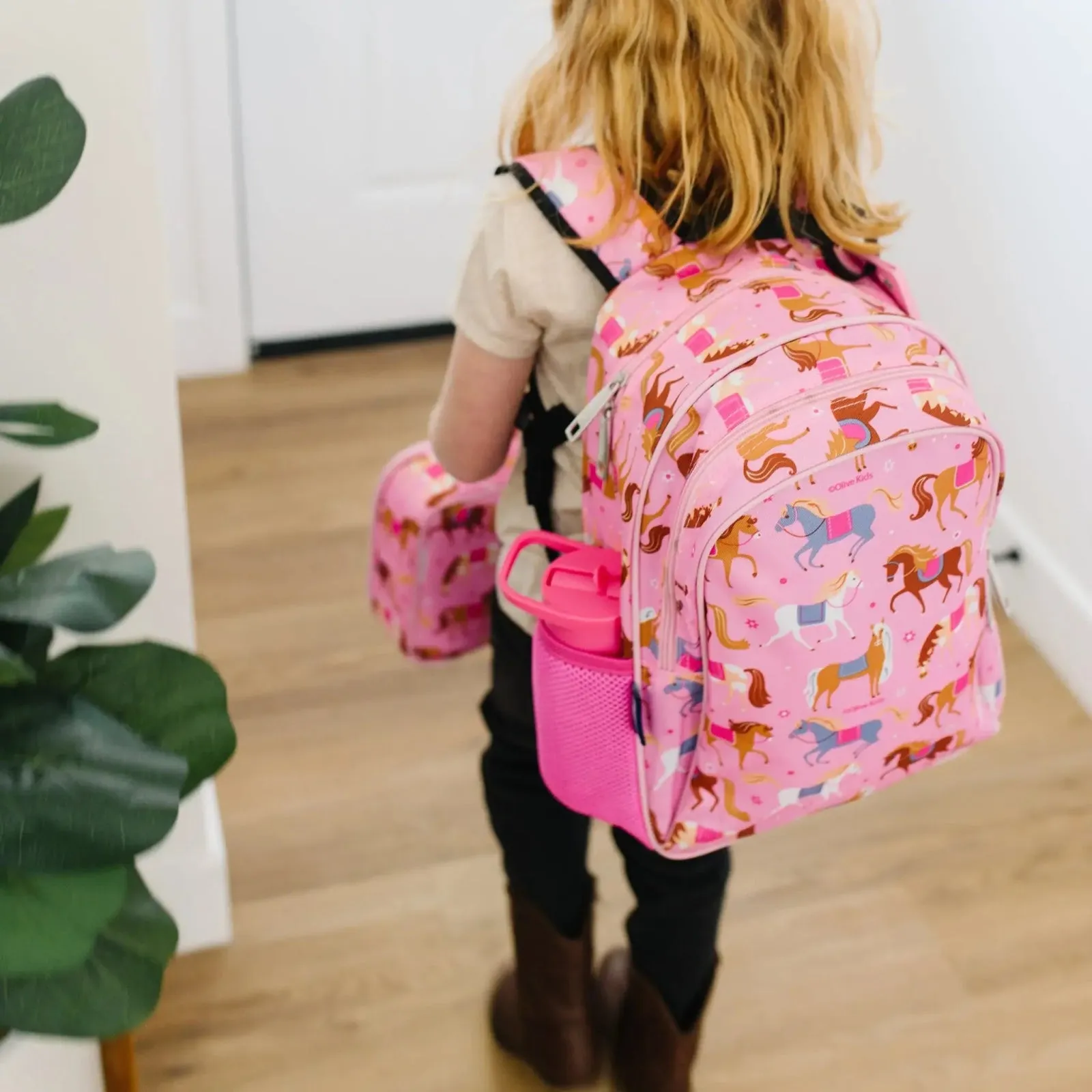 Wildkin Girls 15 Inch Pink Horses School Backpack