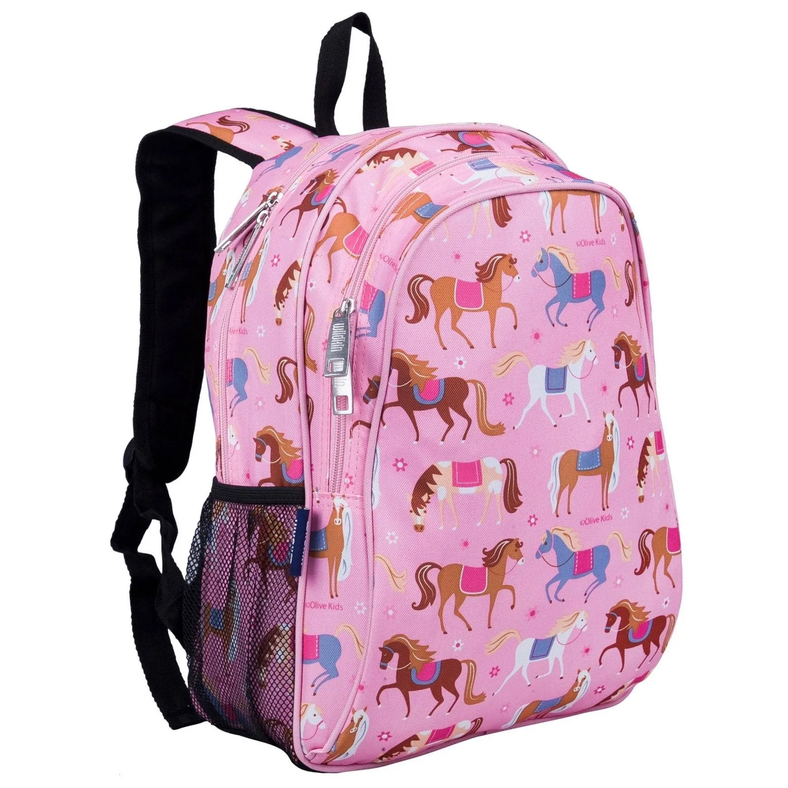 Wildkin Girls 15 Inch Pink Horses School Backpack