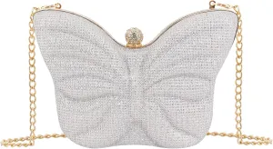 Women Elegant Butterfly Clutches Glitter Evening Bag Shoulder Bag Party Wedding Cocktail Prom Handbags