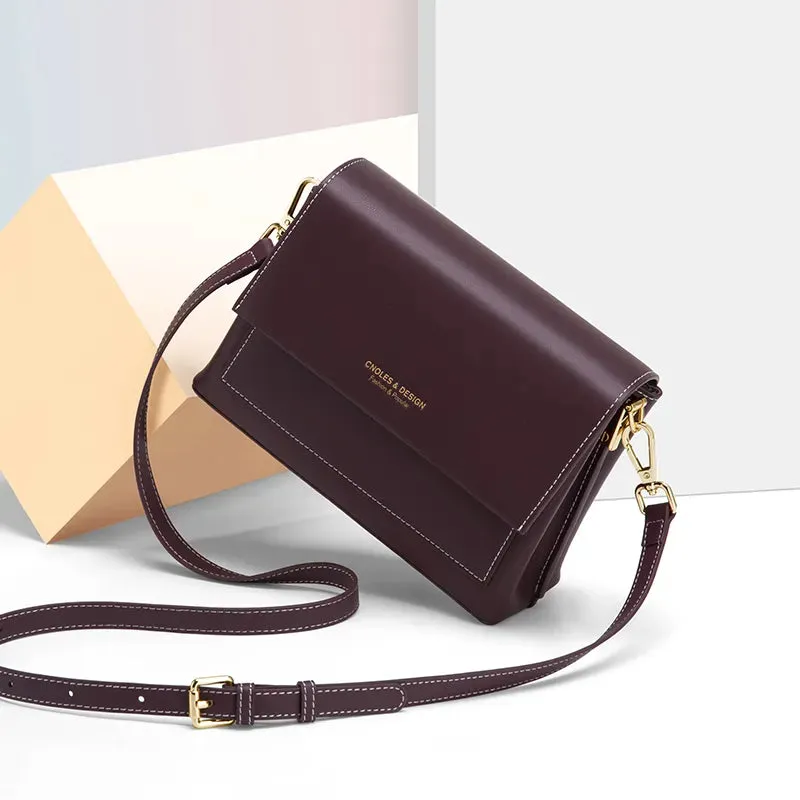 Women Genuine Leather Retro Mini Handbag Compact Shoulder Bag