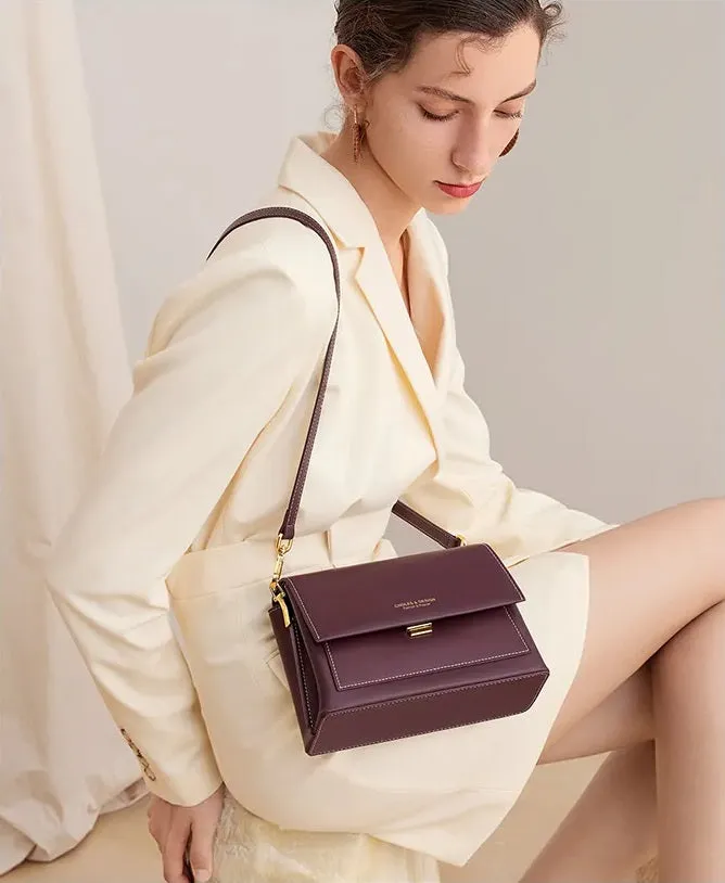 Women Genuine Leather Retro Mini Handbag Compact Shoulder Bag