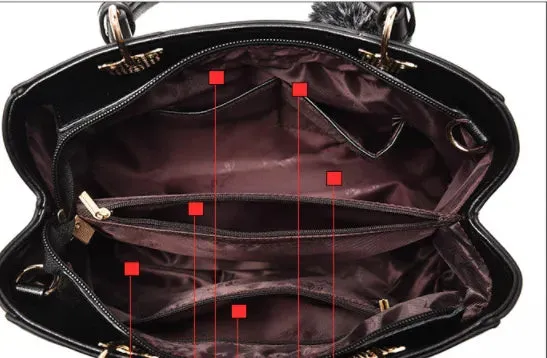 Women Hairball Ornaments Totes Patchwork Handbag Party Purse Ladies Messenger Crossbody Shoulder Bags Women Handbags