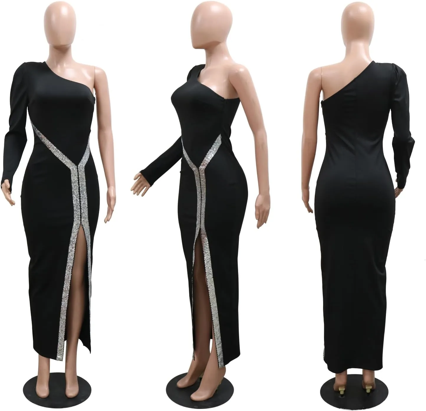 Women Sleeveless Off Shoulder Split Evening Cocktail Long Dress