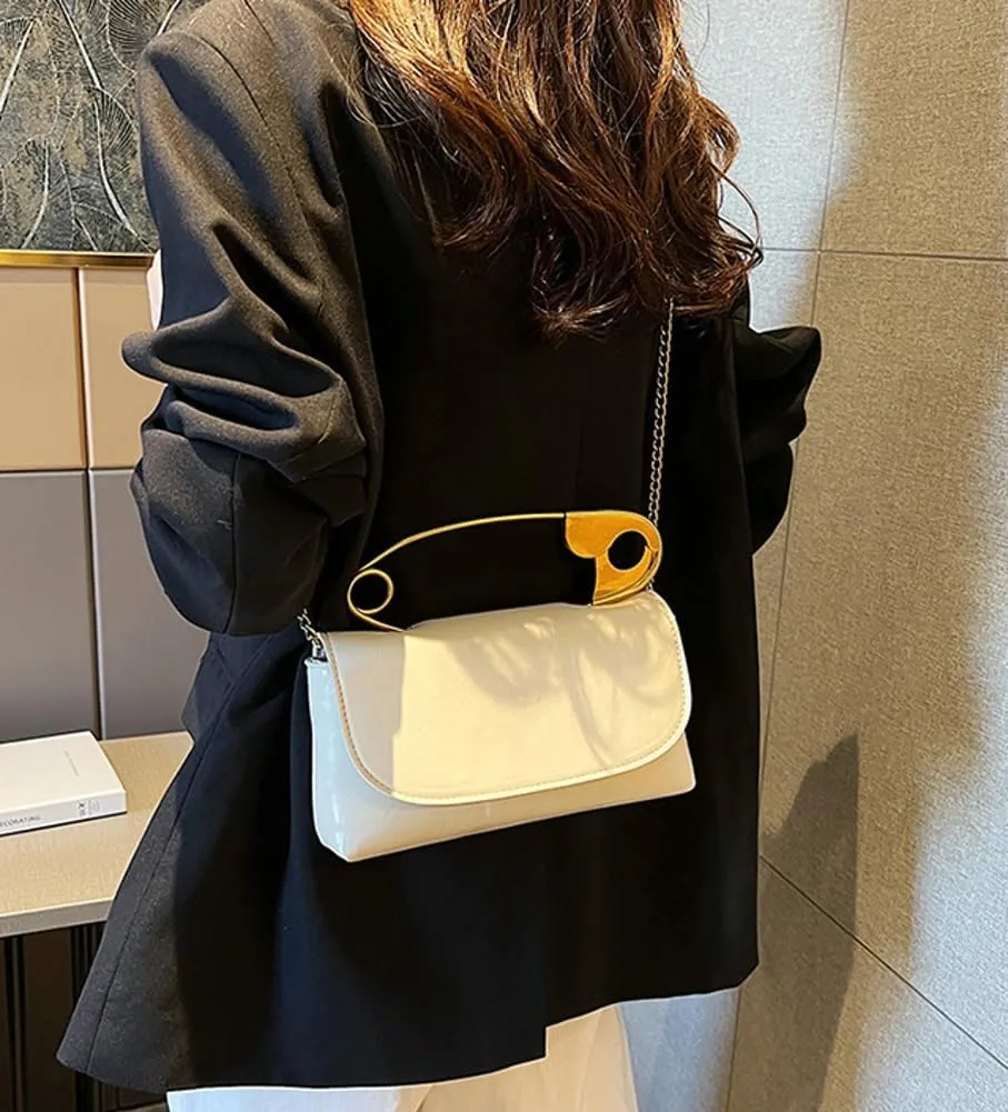 Women Vintage Chic Pin Shoulder Bag Chain Strap CrossBody Ladies Shoulder Purse