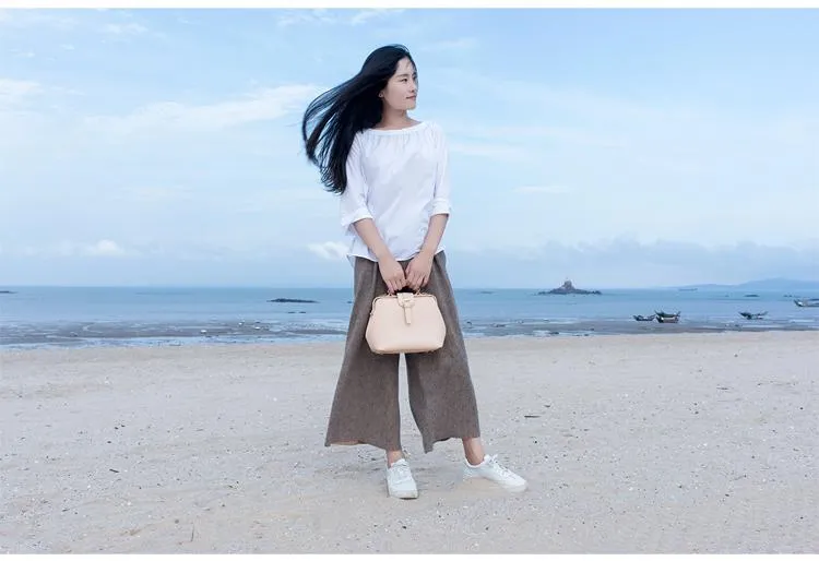 Womens Beige Leather doctor Handbags