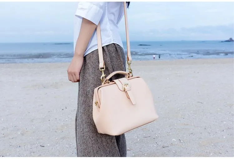 Womens Beige Leather doctor Handbags