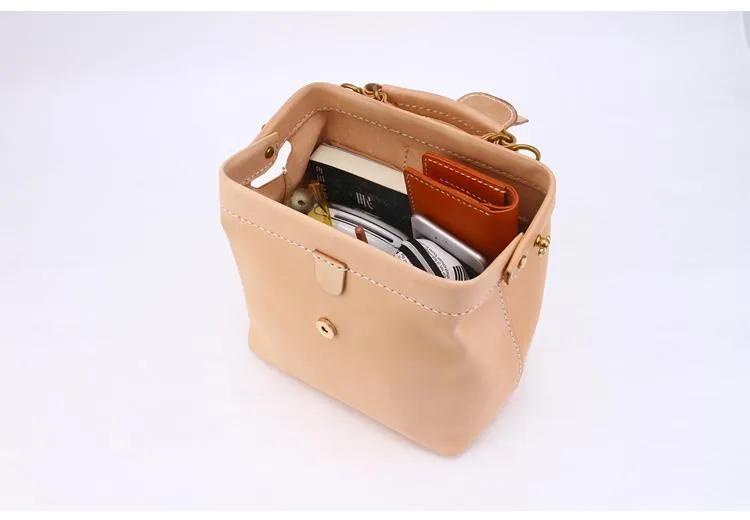 Womens Beige Leather doctor Handbags