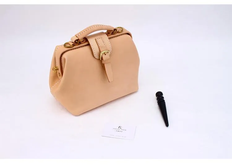 Womens Beige Leather doctor Handbags