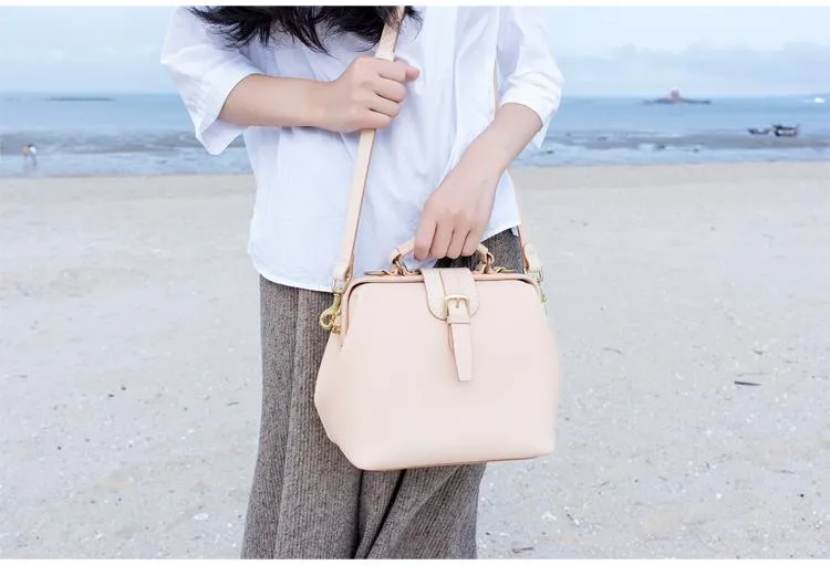 Womens Beige Leather doctor Handbags