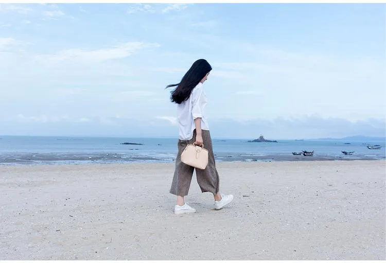 Womens Beige Leather doctor Handbags