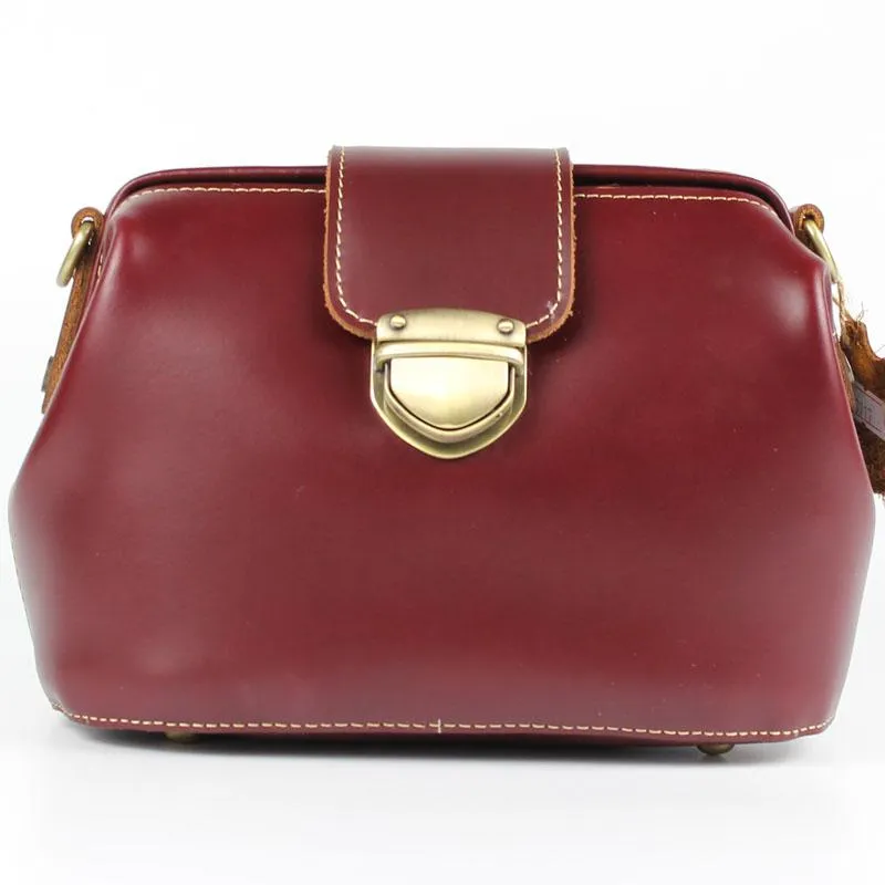 Womens Brown Leather Doctor Shoulder Purses Brown Doctor Crossbody Purses for Women