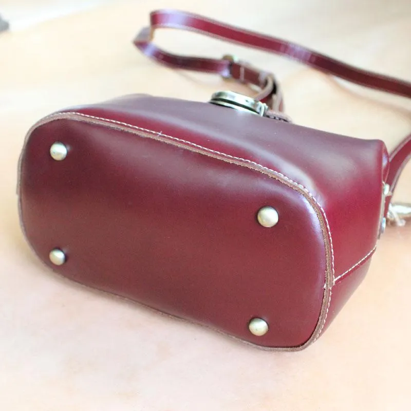 Womens Brown Leather Doctor Shoulder Purses Brown Doctor Crossbody Purses for Women