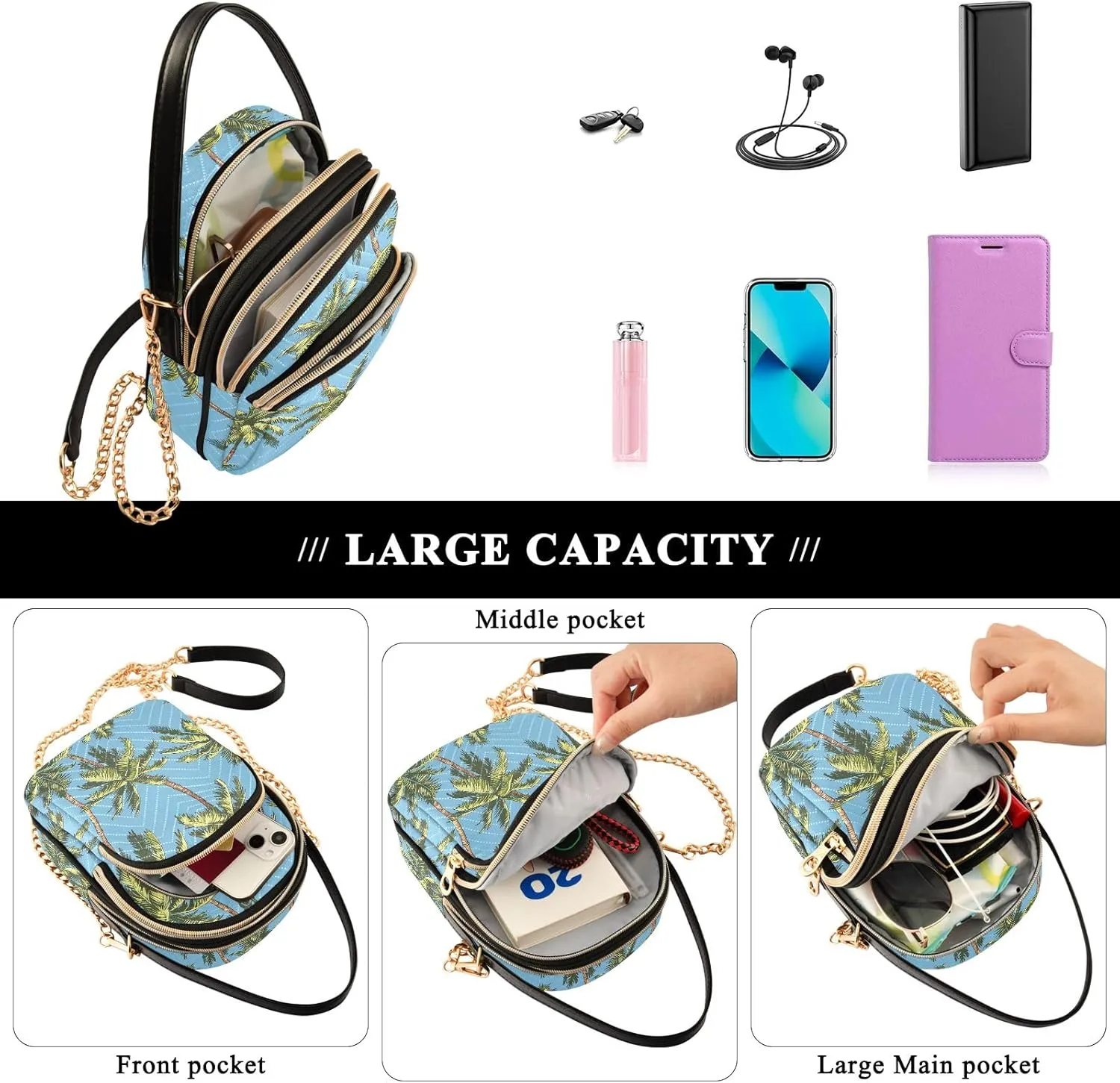 Women's Crossbody Bags Quilted Purse with Chain Phone Purse Handbag