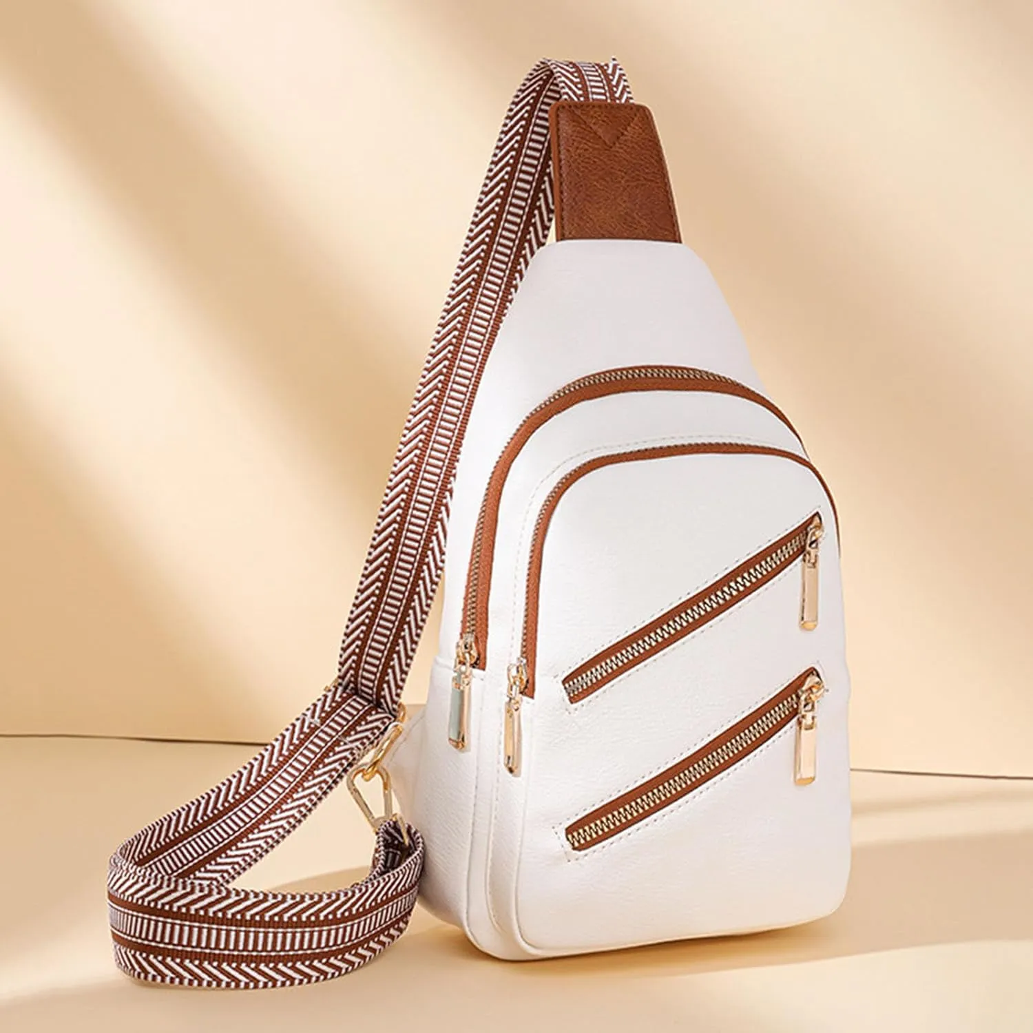 Womens Crossbody Leather Handbag Chest Bags Daypack Crossbody for Travel Sport Running Hiking Sports Backpack