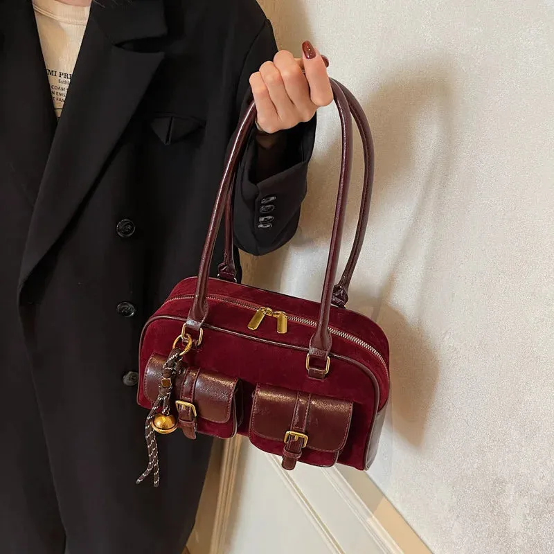 Women's Double Pocket Zipper Underarm Bag