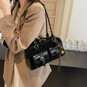 Women's Double Pocket Zipper Underarm Bag