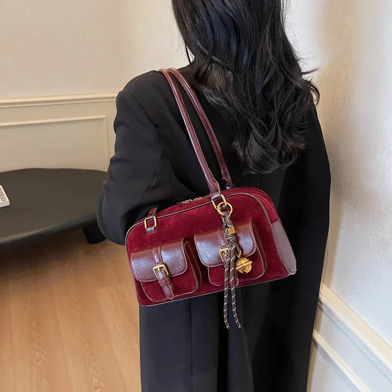 Women's Double Pocket Zipper Underarm Bag