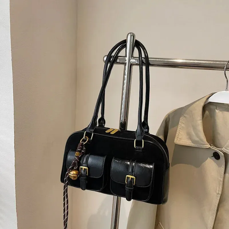 Women's Double Pocket Zipper Underarm Bag