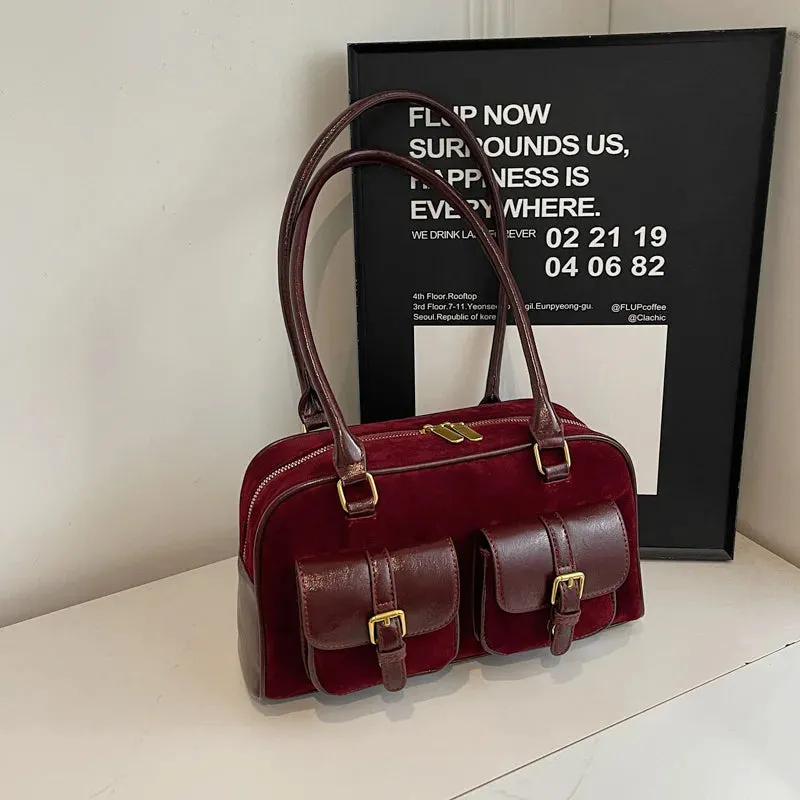 Women's Double Pocket Zipper Underarm Bag