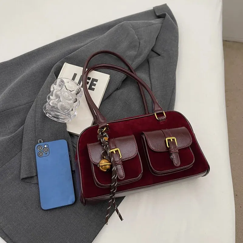 Women's Double Pocket Zipper Underarm Bag
