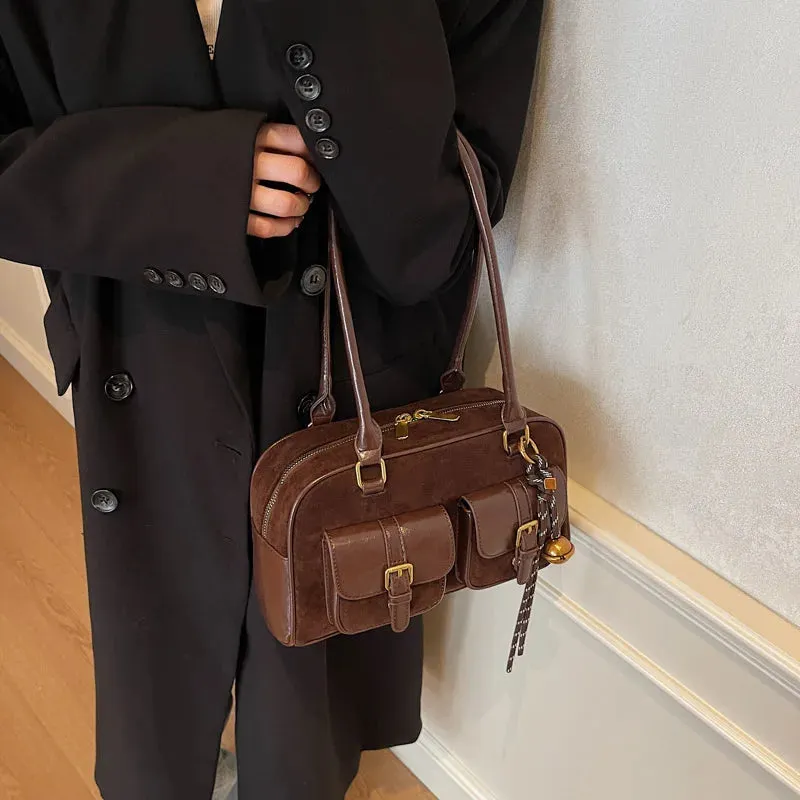 Women's Double Pocket Zipper Underarm Bag