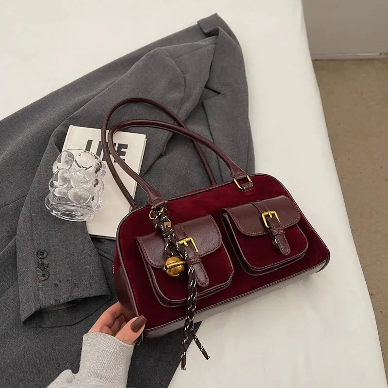 Women's Double Pocket Zipper Underarm Bag