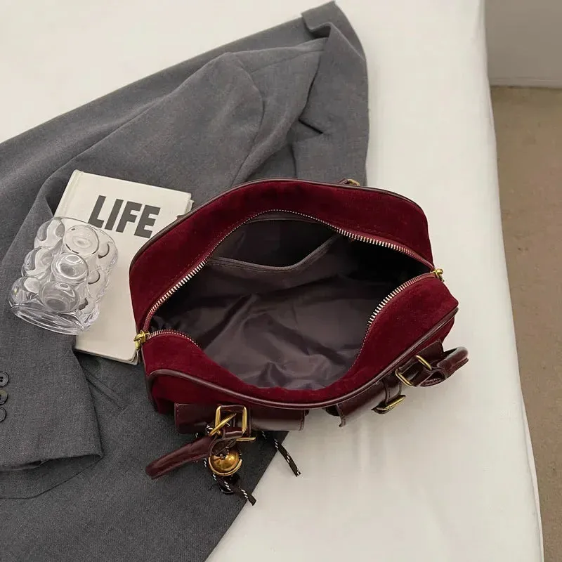 Women's Double Pocket Zipper Underarm Bag