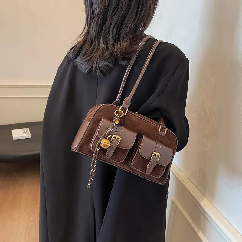 Women's Double Pocket Zipper Underarm Bag