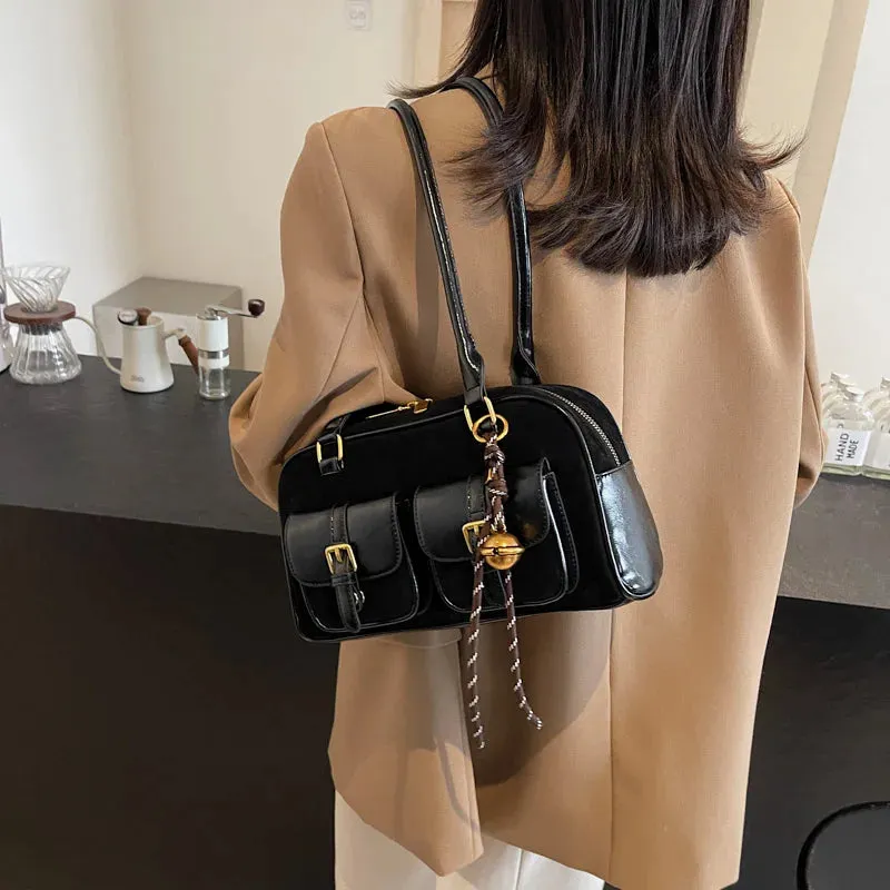 Women's Double Pocket Zipper Underarm Bag