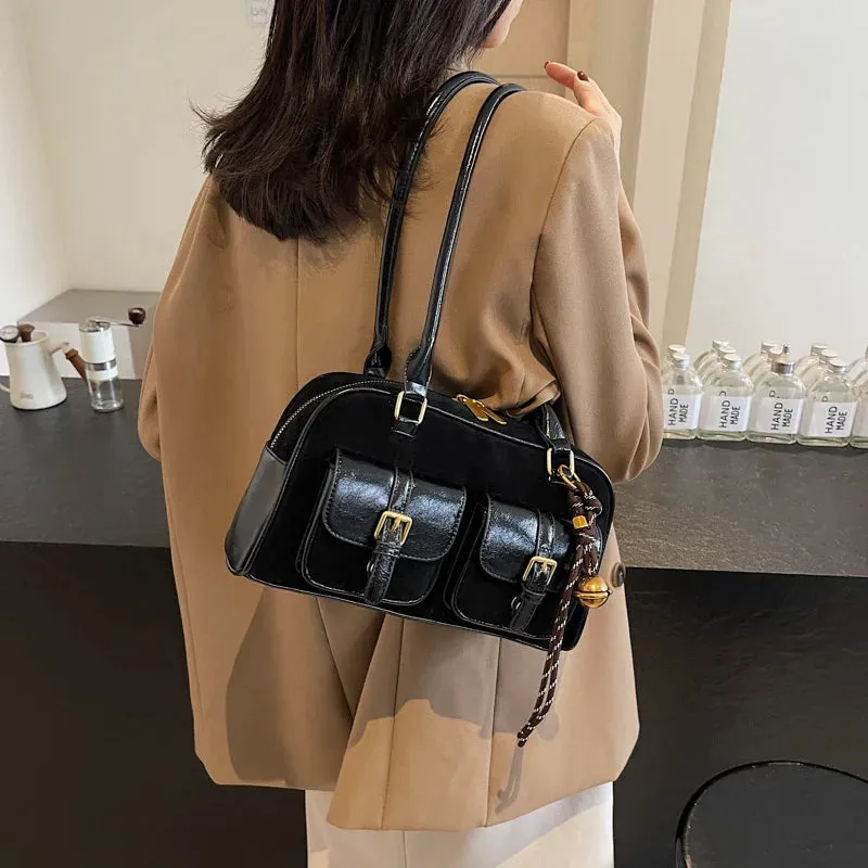 Women's Double Pocket Zipper Underarm Bag