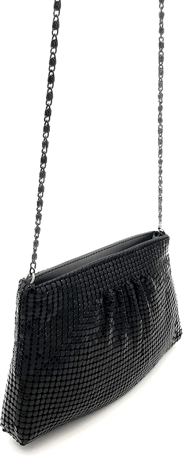 Women's Evening Clutches Metal Mesh Party Purse Bag(Mini,Purple)