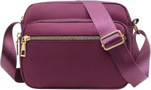 Women's Hiking Backpack Multi Pocket Crossbody Purses Soft Leather Shoulder Handbags Water Proof Bag(Purple)