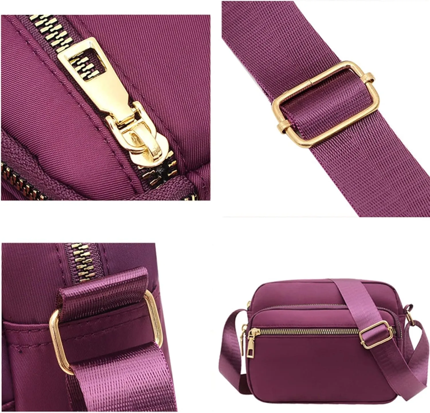 Women's Hiking Backpack Multi Pocket Crossbody Purses Soft Leather Shoulder Handbags Water Proof Bag(Purple)