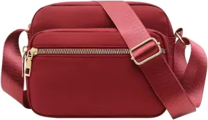 Women's Hiking Backpack Multi Pocket Crossbody Purses Soft Leather Shoulder Handbags Water Proof Bag(Red)