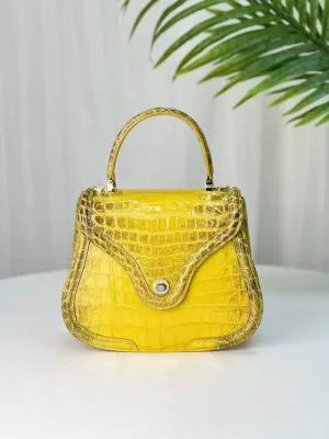 Womens Himalaya Yellow Crocodile Leather Top Handle Bag