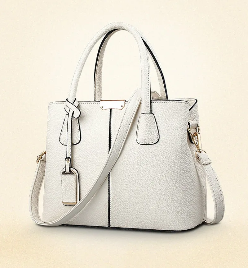 Women's Large PU Leather Tote Bag – Stylish Square Shoulder & Crossbody Handbag