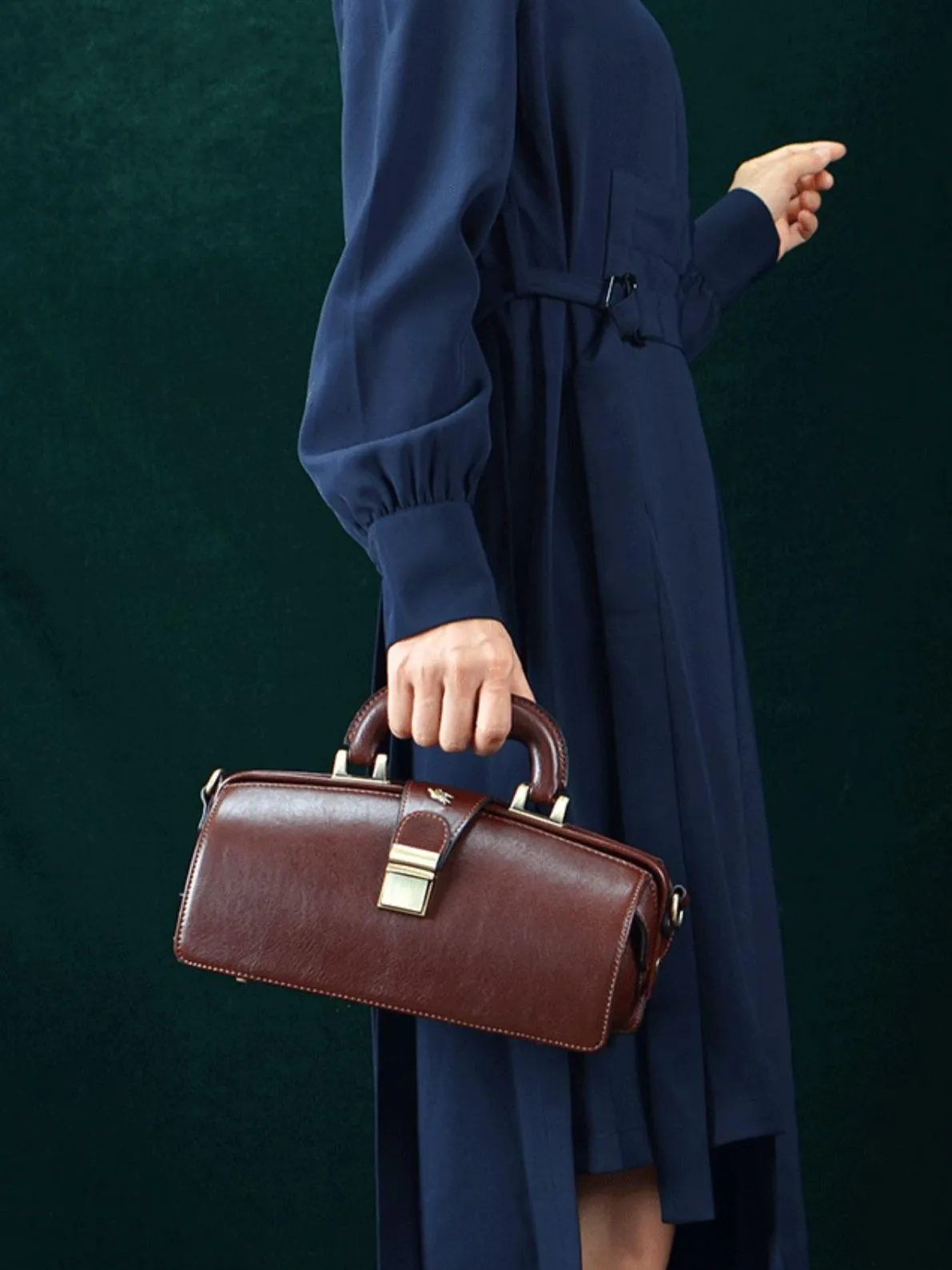 Women's Leather Doctor Bag Gladstone Style Handbags