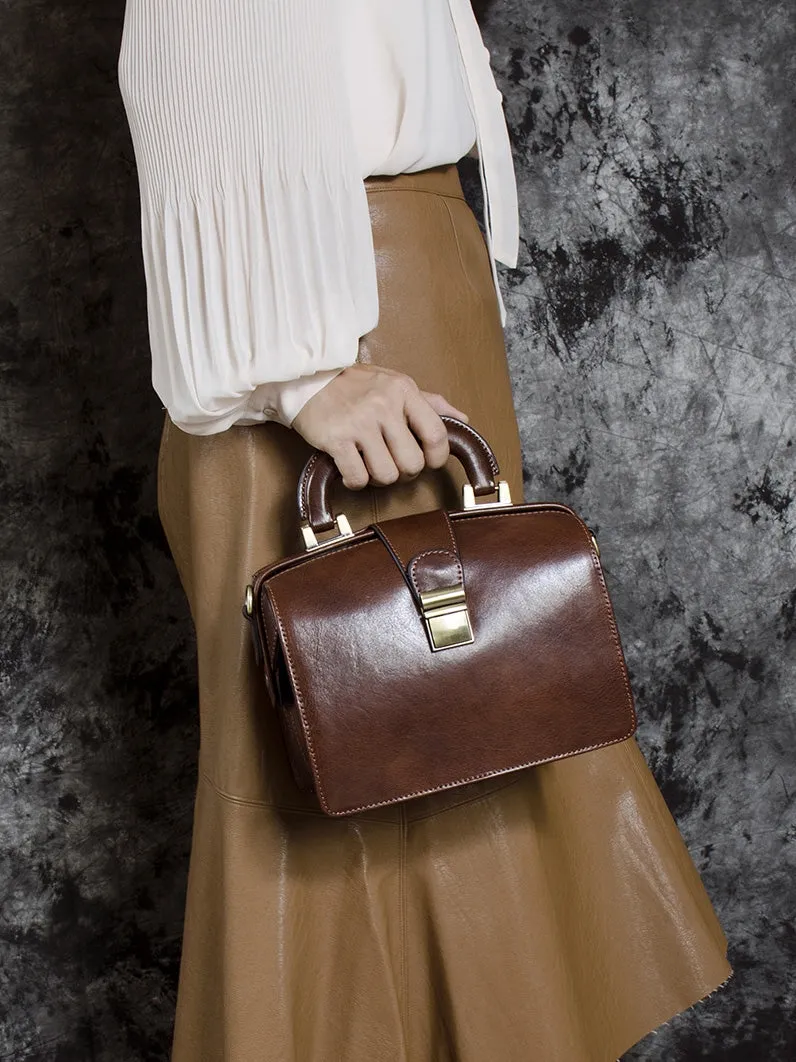 Women's Leather Doctor Bag Gladstone Style Handbags