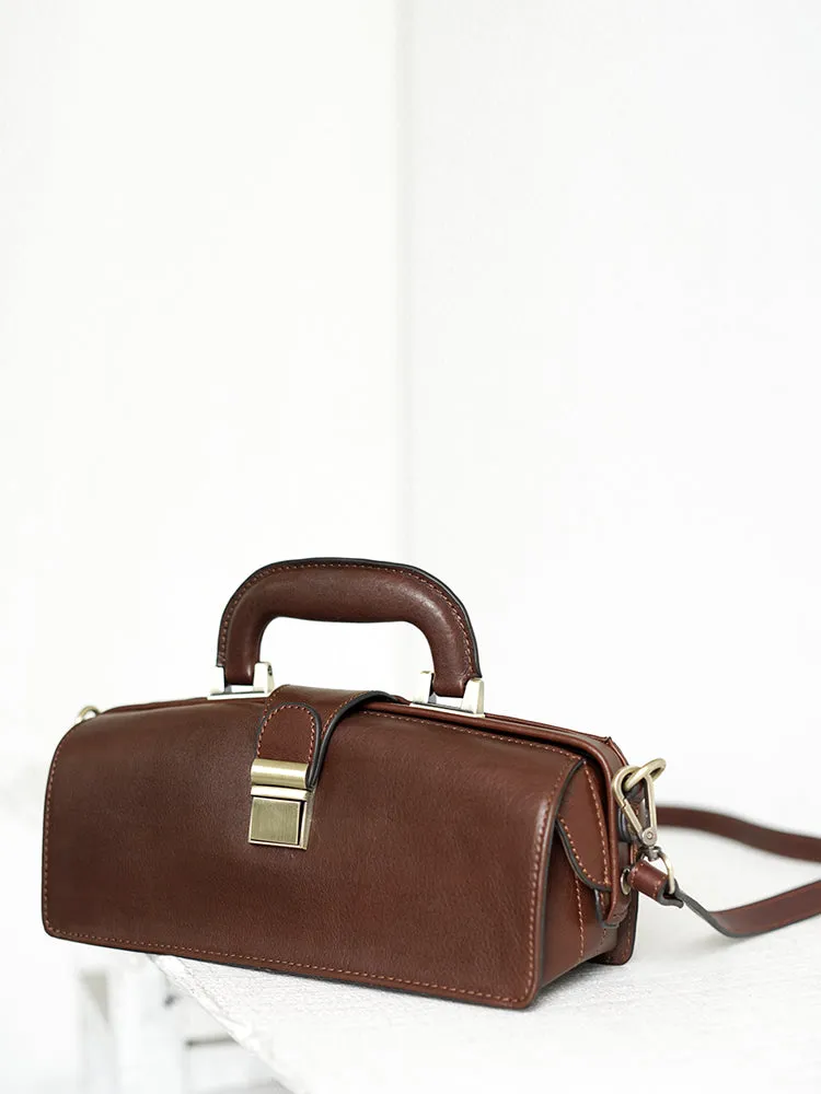 Women's Leather Doctor Bag Gladstone Style Handbags