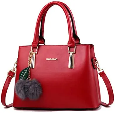 Women's Leather Handbag Tote Shoulder Bag Crossbody Purse (9 colors), Pink