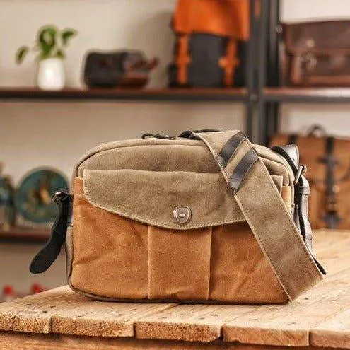 Woosir Vintage Wax Canvas Travel Camera Messenger Bag