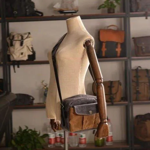 Woosir Vintage Wax Canvas Travel Camera Messenger Bag
